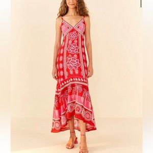 Farm Rio Red Summer Sunrise Maxi Dress - NWOT